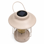 Lade das Bild in den Galerie-Viewer, Solar Laterne Tischlampe LED 16x H19cm matt Sand Metall Outdoor &amp; Indoor Warmweißes Licht – Kabellos &amp; Wetterfest

