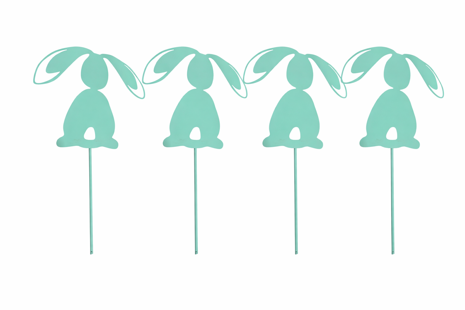 Hase Metall Gartenstecker mint 4er Set, H2 cm + 10cm Stab Dekorativer Oster- & Frühlingsstecker für Garten, Balkon, Blumentopf & Pflanzkübel wetterfeste Metall-Gartendeko