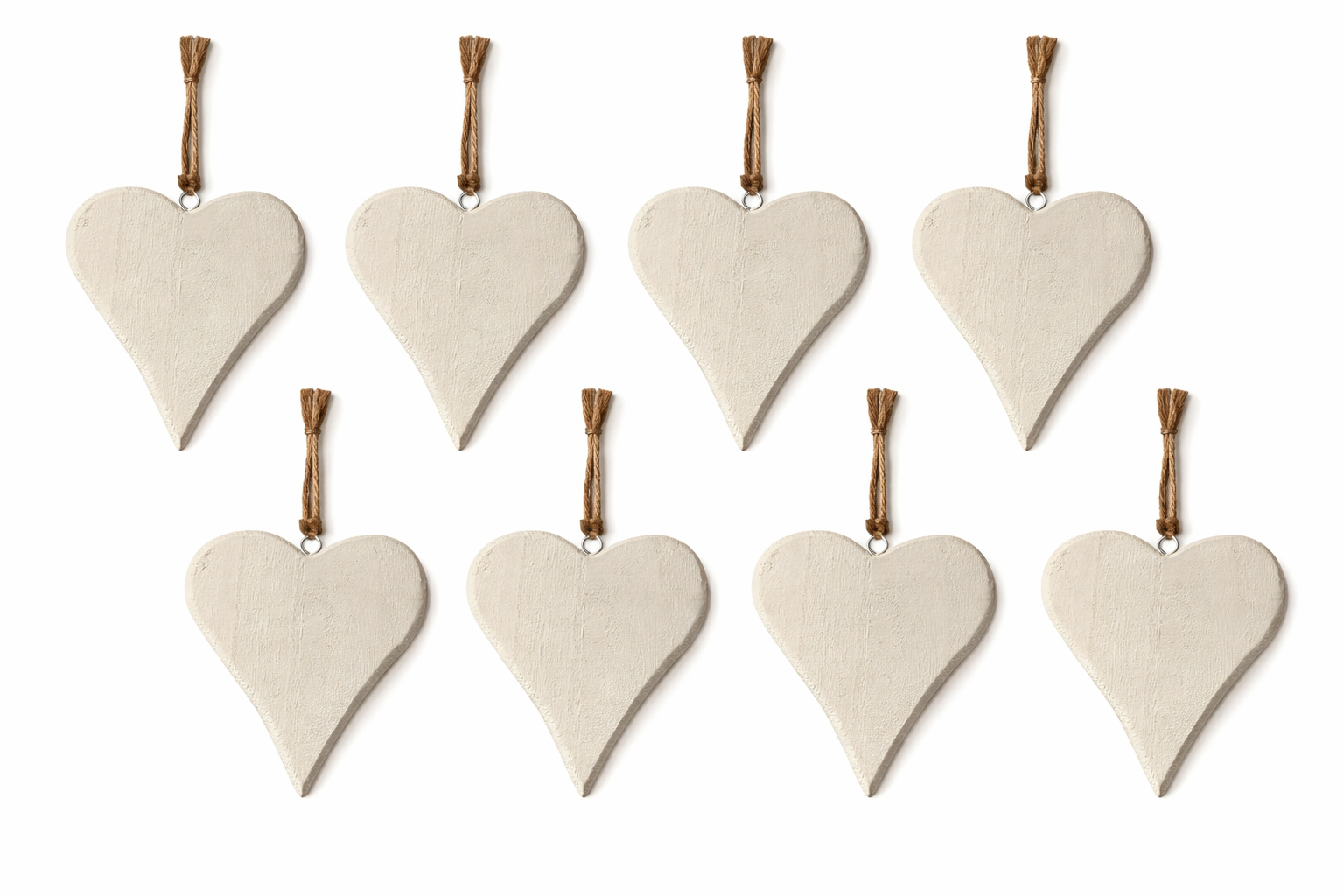 Holzherz weiß – 8er Set – ca. 11 cm – Dekorative Herzen zum Hängen – Landhaus & Hochzeitsdeko