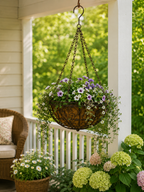 Hängeampel mit Kette Hängekorb Metallampel Blumenampel – Pflanzkorb zum Aufhängen Ø25cm H56cm für Garten Balkon und Terrasse
