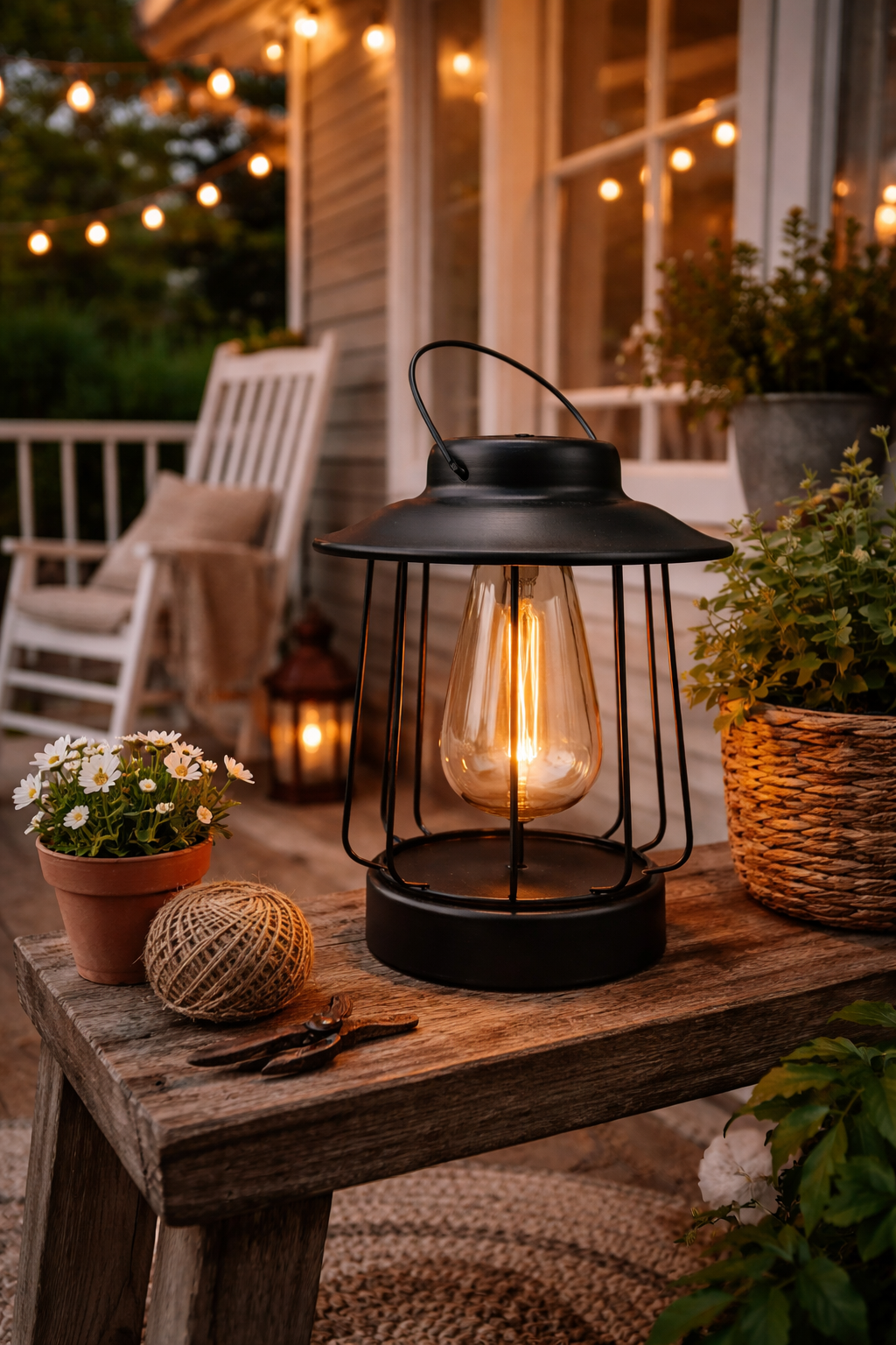 Solar Laterne Tischlampe LED 16x H19cm matt Schwarz Metall Outdoor & Indoor Warmweißes Licht – Kabellos & Wetterfest
