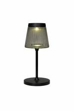 Lade das Bild in den Galerie-Viewer, Solar Tischlampe LED 16x H19cm matt Schwarz Metall Outdoor &amp; Indoor Warmweißes Licht – Kabellos &amp; Wetterfest
