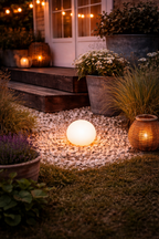 Solar LED Kugelleuchte Ø20/25/30cm Außenleuchte Garten, Balkon & Terrasse Wetterfest IP44 Warmweißes Licht Kunststoff Weiß Dekorative Solar Gartenlampe 3Größen wählbar