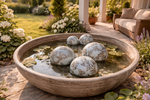 Lade das Bild in den Galerie-Viewer, Schwimmkugel 6erSet 2fach sort. hellgrün Ø4cm/Ø6cm/Ø8cm Blüten Porzellan Gartendekoration Schwimmende Deko Kugeln für Teich, Brunnen &amp; Wasserschalen Elegante Garten Deko
