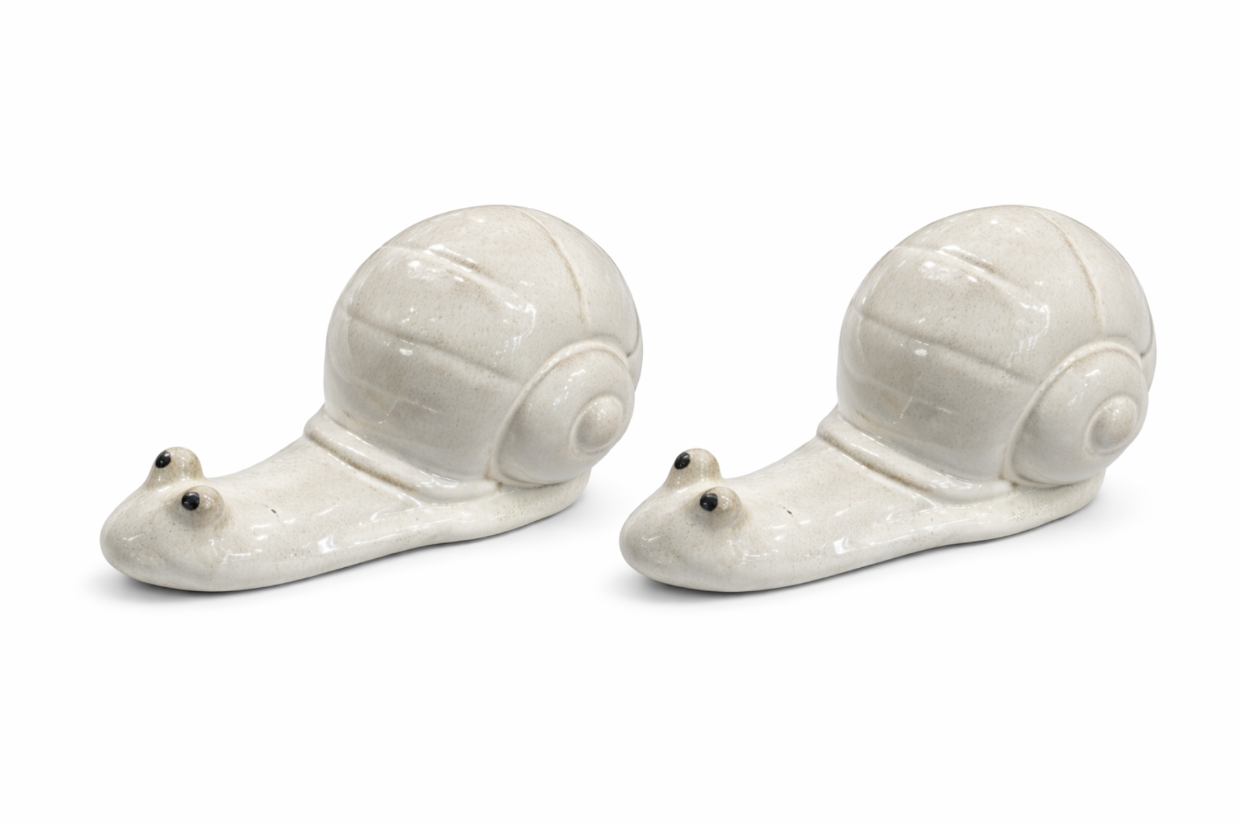 Schnecke Keramik 2erSet creme 15 x 8cm Wetterfeste Gartenfigur aus Keramik Dekorative Schneckenfigur für Garten, Balkon & Wohnung