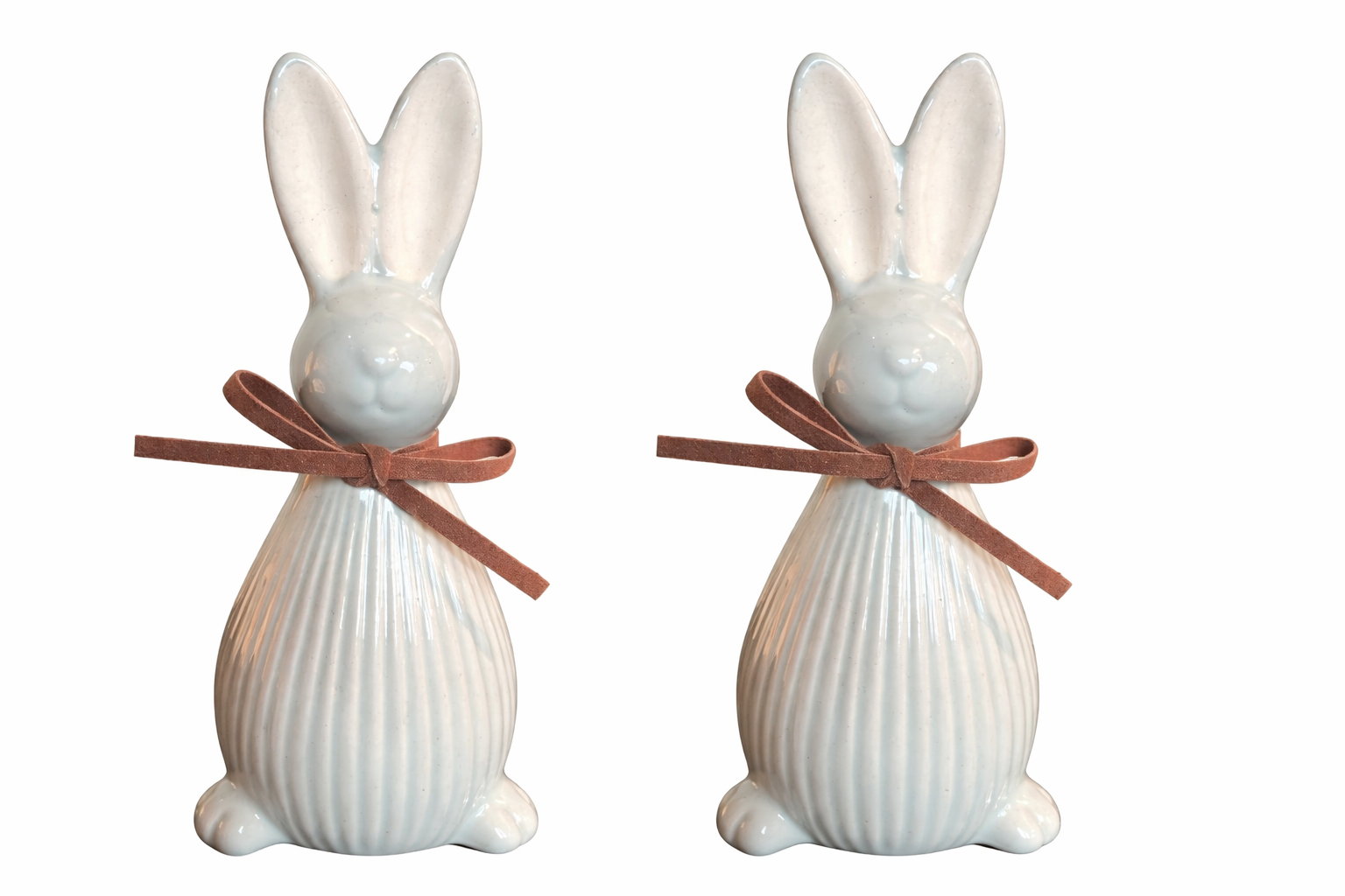 Keramik Hase 2er Set Dekofigur Ø7cm H17cm mint Osterdeko Frühjahrsdekoration Wohnaccessoire