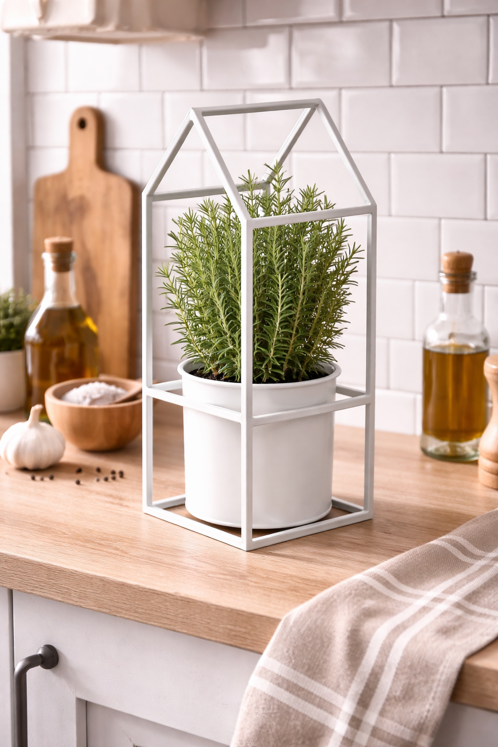 Metall-Deko Haus mit Topf Shabby Chic– Vintage-Pflanzenhalter für Innen & Außen H35cm + 60cm Wand- oder Standdeko 2Größen wählbar