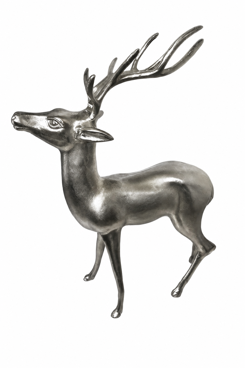 Rentier aus Aluminium H70cm hoch Elegante Weihnachtsdekoration in Nickeloptik Stilvolle Tisch- & Wohnraumdekoration