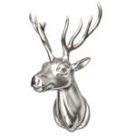 Lade das Bild in den Galerie-Viewer, Hirsch Wanddekor aus Aluminium in Nickeloptik 26x55cm Elegante Wanddekoration für Wohnzimmer, Flur &amp; Schlafzimmer Modernes Wohnaccessoire
