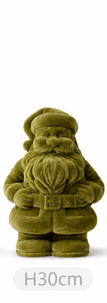 Weihnachtsmann Santa Nikolaus grün beflockt H30cm+H40cm+H50cm Skulptur Poly Weihnachten Figur 3Größen wählbar