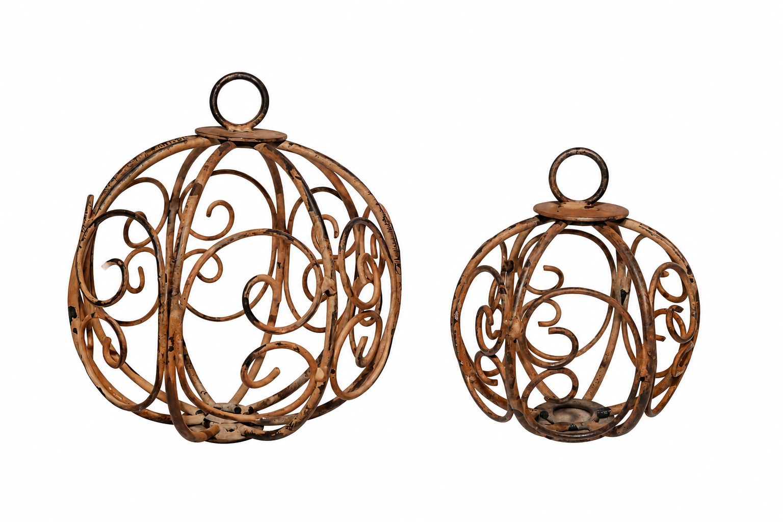 Deko-Kugeln Metall zum Hängen 2er Set African Ornament Design Ø8cm & Ø10cm Dekorative Hängekugeln für Garten, Balkon, Terrasse & Wohnbereich