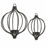 Lade das Bild in den Galerie-Viewer, Deko-Kugeln Metall zum Hängen 2er Set – Zebra Ornament Onion Design Hängekugeln Ø10cm &amp; Ø15cm Dekoration für Garten, Terrasse, Balkon &amp; Wohnbereich
