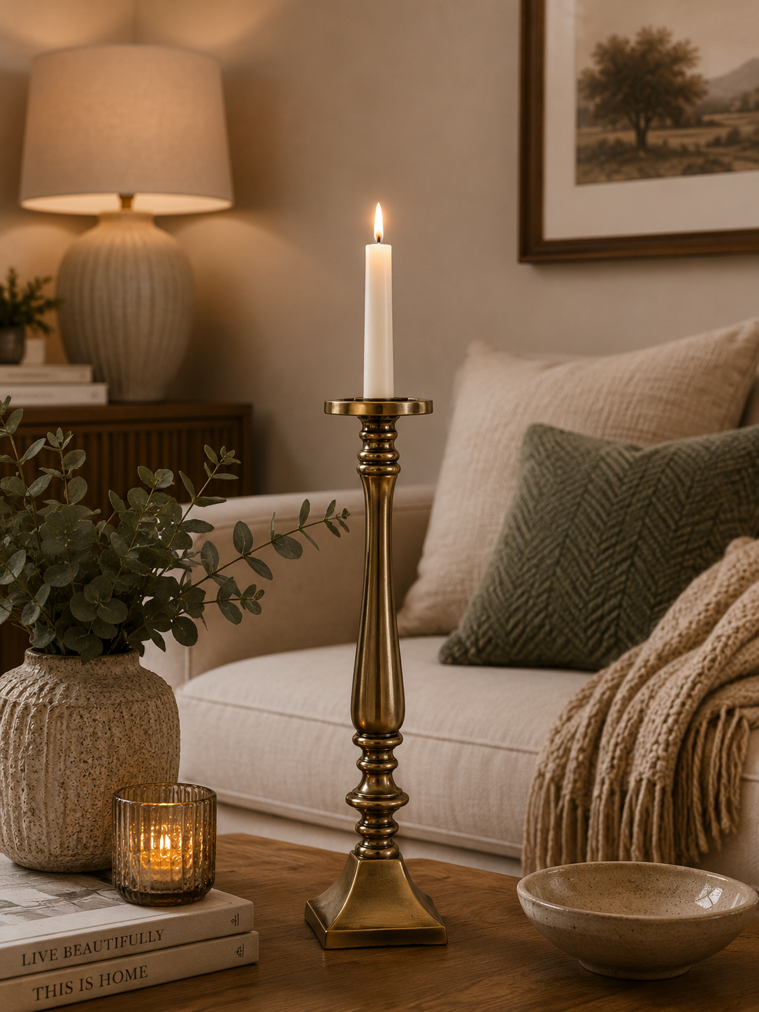 Kerzenständer bronze H28cm & H35cm Eleganter Kerzenleuchter mit Trumpet Base – Metall Kerzenhalter für Kerze 2Größen wählbar