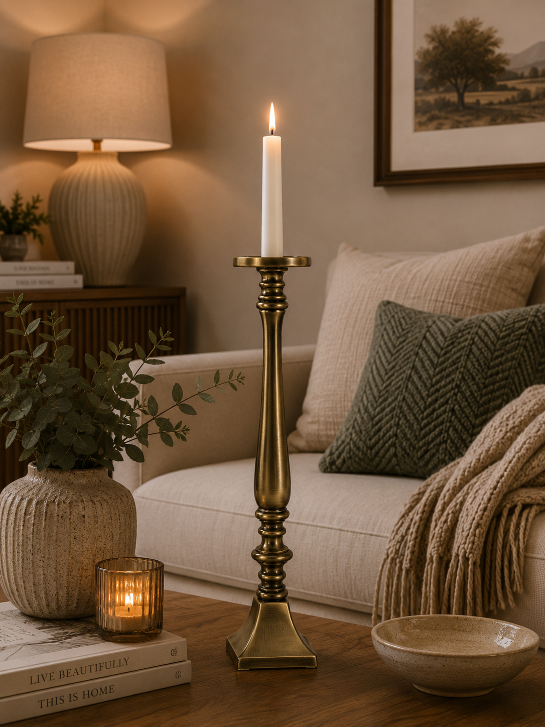 Kerzenständer bronze H28cm & H35cm Eleganter Kerzenleuchter mit Trumpet Base – Metall Kerzenhalter für Kerze 2Größen wählbar