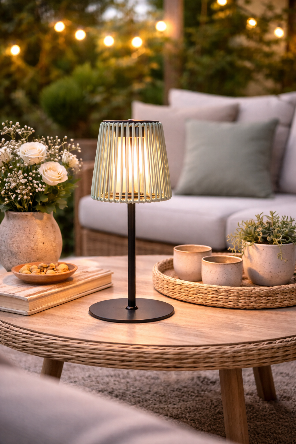 Solarlampe Grün-Schwarz Ø12 x H32cm LED Gartenleuchte warmweiß Solar Tischleuchte für Garten, Balkon & Terrasse inkl. 1x AA Batterie wetterfest