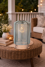 Lade das Bild in den Galerie-Viewer, Solarlampe Mint-Schwarz Ø20 x H34cm LED Gartenleuchte warmweiß Solar Tischleuchte für Garten, Balkon &amp; Terrasse inkl. 1x AA Batterie wetterfest
