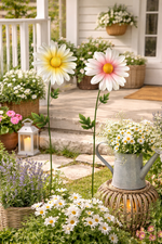 Lade das Bild in den Galerie-Viewer, Blumenstecker 2fach sort. 35x21cm H153cm Dekorativer Gartenstecker Blume aus Metall wetterfest für Garten, Beet, Terrasse &amp; Veranda
