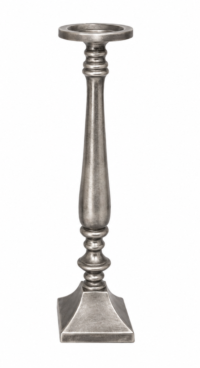 Kerzenständer Nickel konisch mit Ringen – Eleganter Kerzenleuchter aus Metall – H56 cm & H67 cm – Moderner Bodenleuchter für Wohnzimmer, Flur & Esszimmer 2Größen wählbar
