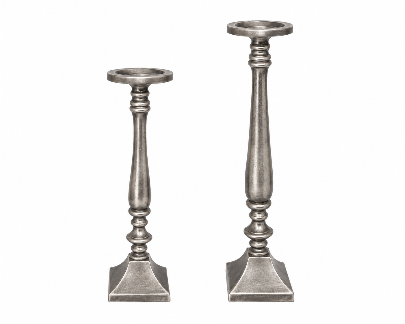 Kerzenständer Nickel konisch mit Ringen – Eleganter Kerzenleuchter aus Metall – H56 cm & H67 cm – Moderner Bodenleuchter für Wohnzimmer, Flur & Esszimmer 2Größen wählbar