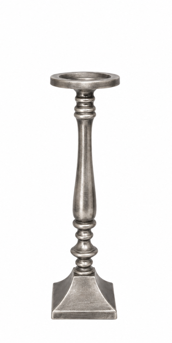 Kerzenständer Nickel konisch mit Ringen – Eleganter Kerzenleuchter aus Metall – H56 cm & H67 cm – Moderner Bodenleuchter für Wohnzimmer, Flur & Esszimmer 2Größen wählbar