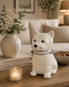 Candy Bowl Hund Westie Keramik 18x14cm 24cm – Dekorativer Süßigkeitenhalter mit Schale – Bonbonschale für Süßigkeiten, Snacks, Nüsse und Schokolade – Wohn- und Tischdekoration