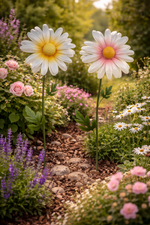 Lade das Bild in den Galerie-Viewer, Blumenstecker 2fach sort. 35x21cm H153cm Dekorativer Gartenstecker Blume aus Metall wetterfest für Garten, Beet, Terrasse &amp; Veranda
