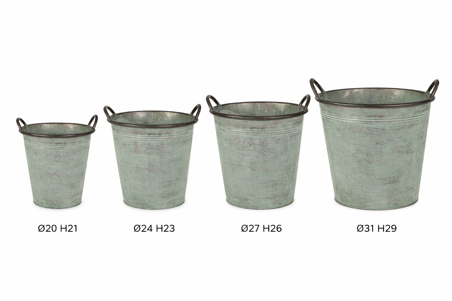 Eimer mit Griff Metall Ø20-24/27+31cm H21/23/26+29cm Pflanzkübel Pflanztopf 4Größen wählbar
