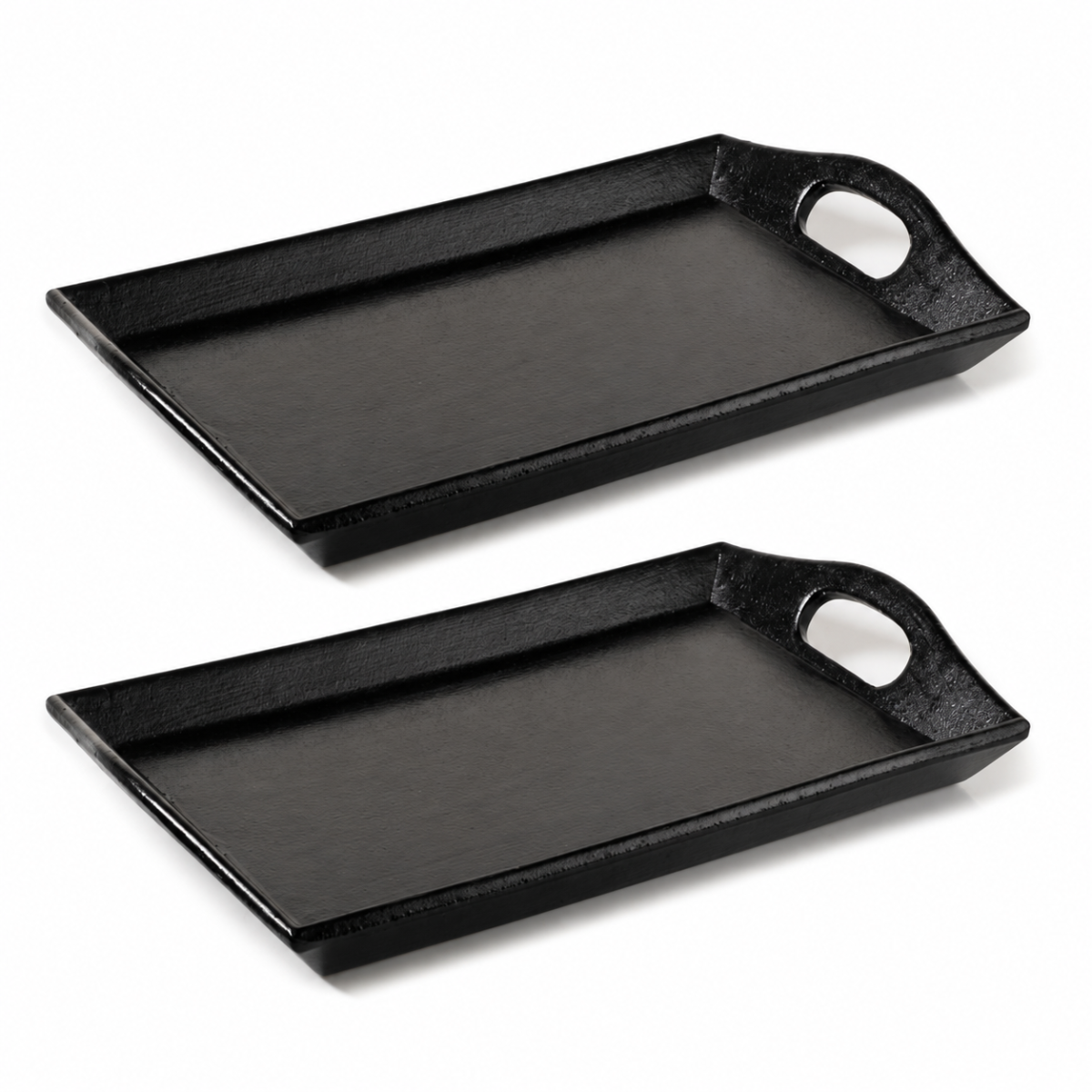 2x Tablett  Holz schwarz Serviertablett Holztablett rechteckig 26x16cm H3cm