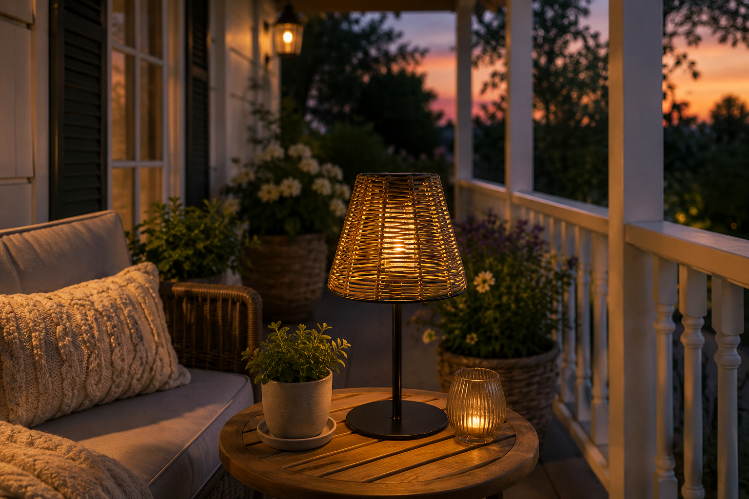 Solar Tischlampe Hira Naturel 33 cm – LED Solarlampe für Garten, Terrasse & Balkon - Warmweiß, IP44, dekorative Outdoor-Leuchte in Natur-Optik