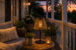 Lade das Bild in den Galerie-Viewer, Solar Tischlampe Hira Naturel 33 cm – LED Solarlampe für Garten, Terrasse &amp; Balkon - Warmweiß, IP44, dekorative Outdoor-Leuchte in Natur-Optik
