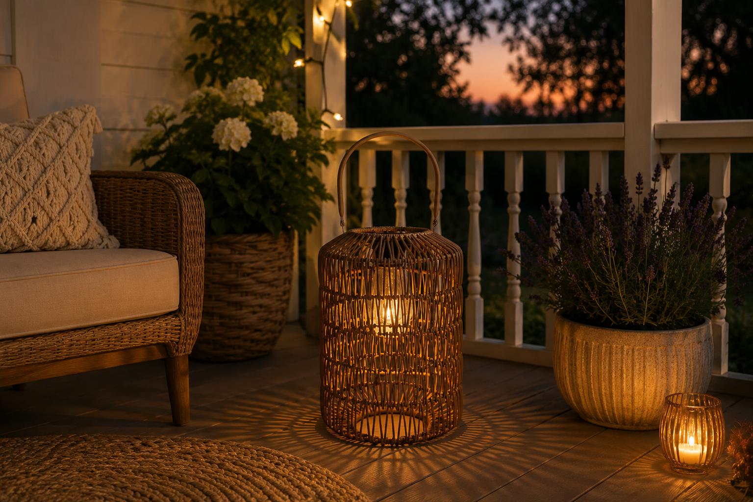 Solar Windlicht Manito L Braun 34,5 cm – LED Solar Laterne in Flechtoptik – Warmweiß, wetterfest, dekorative Gartenleuchte für Terrasse, Balkon & Garten