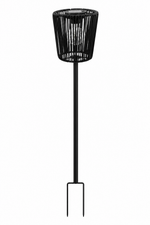 Lade das Bild in den Galerie-Viewer, Solar Gartenstecker Jerard Schwarz 70 cm – LED Solarleuchte mit 10 warmweißen LEDs – IP44, dekorative Solar Gartenbeleuchtung für Beete, Wege, Rasen &amp; Terrasse
