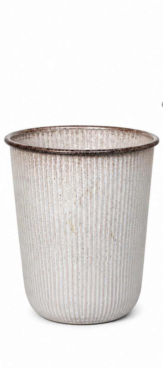 Kübel Metall Pflanzgefäß creme Pflanztopf Ø26+28+32cm Blumenkübel Pflanzschale Blumentopf Garten 3Größen wählbar