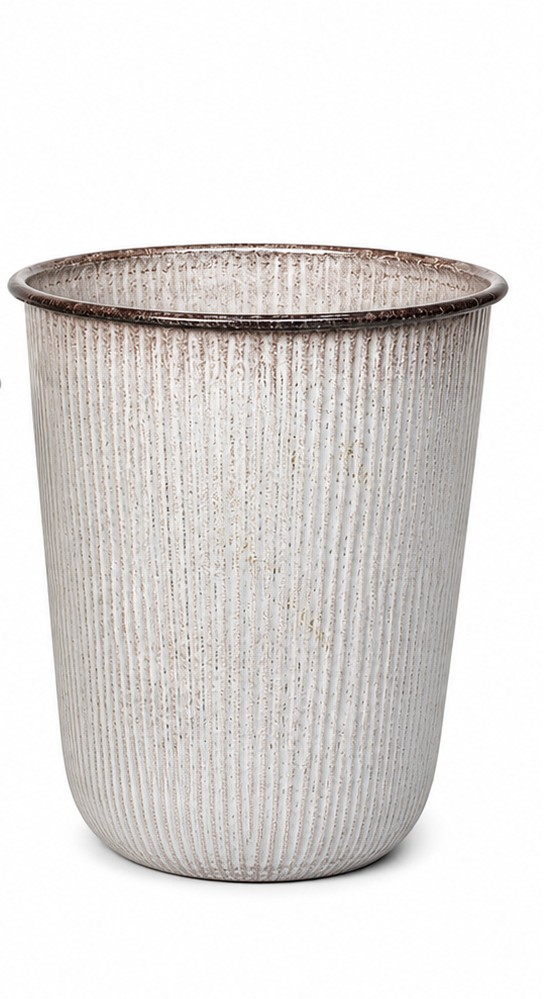 Kübel Metall Pflanzgefäß creme Pflanztopf Ø26+28+32cm Blumenkübel Pflanzschale Blumentopf Garten 3Größen wählbar