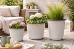 Kübel Metall Pflanzgefäß creme Pflanztopf Ø26+28+32cm Blumenkübel Pflanzschale Blumentopf Garten 3Größen wählbar