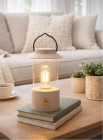 Lade das Bild in den Galerie-Viewer, LED Laterne IP44 Warmweiß dimmbar USB sand matt 9x H24cm Warmweißes Licht, stufenlos dimmbar, IP44, USB-Anschluss Innen &amp; Außen
