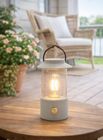 Lade das Bild in den Galerie-Viewer, LED Laterne IP44 Warmweiß dimmbar USB matt olive 9x H24cm Warmweißes Licht, stufenlos dimmbar, IP44, USB-Anschluss Innen &amp; Außen
