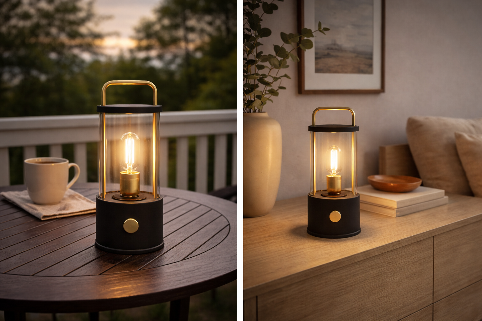 LED Laterne IP44 Warmweiß dimmbar USB matt schwarz 11x H25cm Warmweißes Licht, stufenlos dimmbar, IP44, USB-Anschluss Innen & Außen