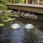 Lade das Bild in den Galerie-Viewer, Schwimmlinse Keramik 2er Set – Silber, Schwimmend für Teich und Miniteich – Ø 10,5 cm, H 7 cm – Gartenteich Dekoration

