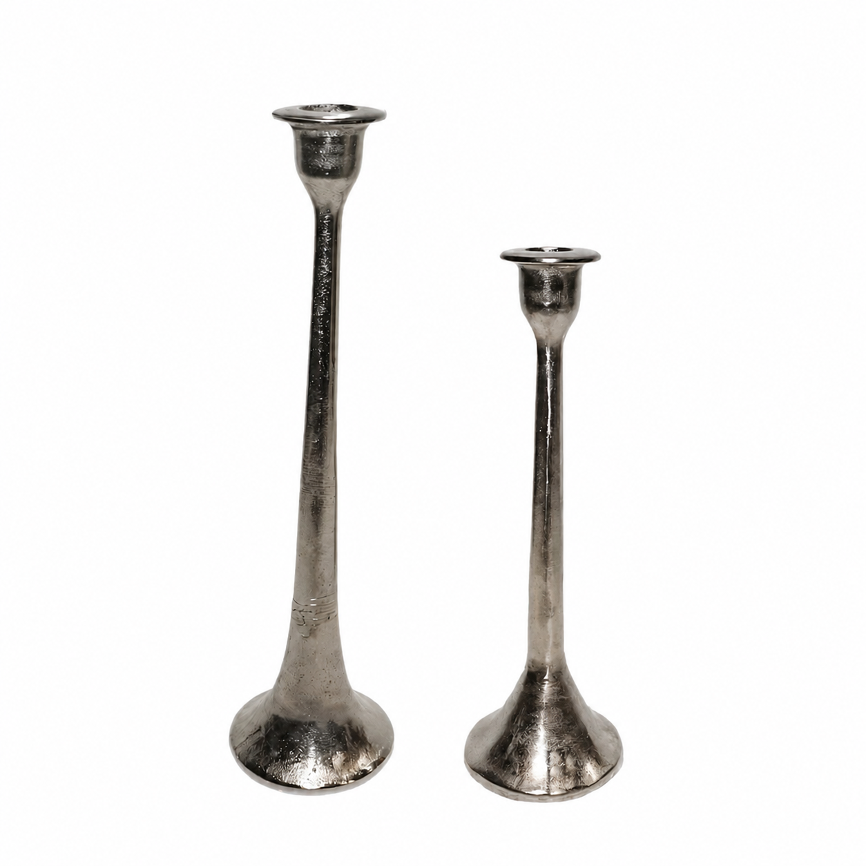 Kerzenständer Nickel H28 cm & H35 cm – Eleganter Kerzenleuchter mit Trumpet Base – Metall Kerzenhalter für Stabk 2Größen wählbar