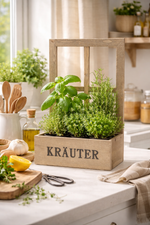 Lade das Bild in den Galerie-Viewer, Holz Kräuterkasten Pflanzkasten natur Fenster 29x15cm H57cm
