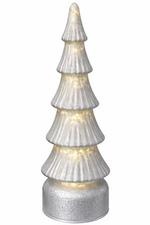 Lade das Bild in den Galerie-Viewer, LED Tanne Glas H34cm+H40cm silber 10LED Lichter blinkend drehbare Tannenbaum Weihnachten Tischdeko 2Größen wählbar
