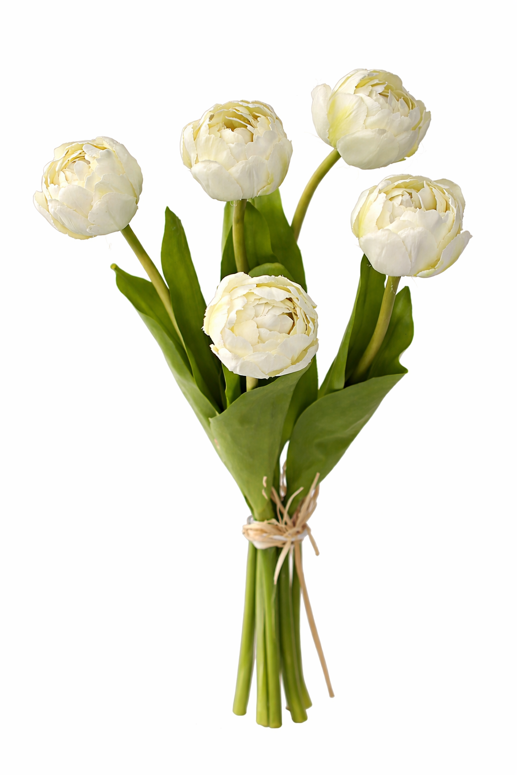 Tulpenbund Real Touch 43cm weiss Paeonientulpen künstliche Blumen 5Blüten Tischdeko Tulpen