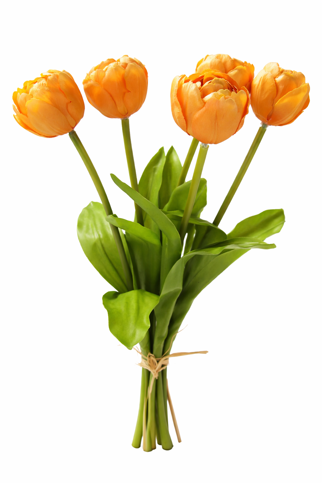 Tulpenbund Real Touch 43cm orange Paeonientulpen künstliche Blumen 5Blüten