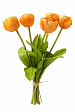 Lade das Bild in den Galerie-Viewer, Tulpenbund Real Touch 43cm orange Paeonientulpen künstliche Blumen 5Blüten
