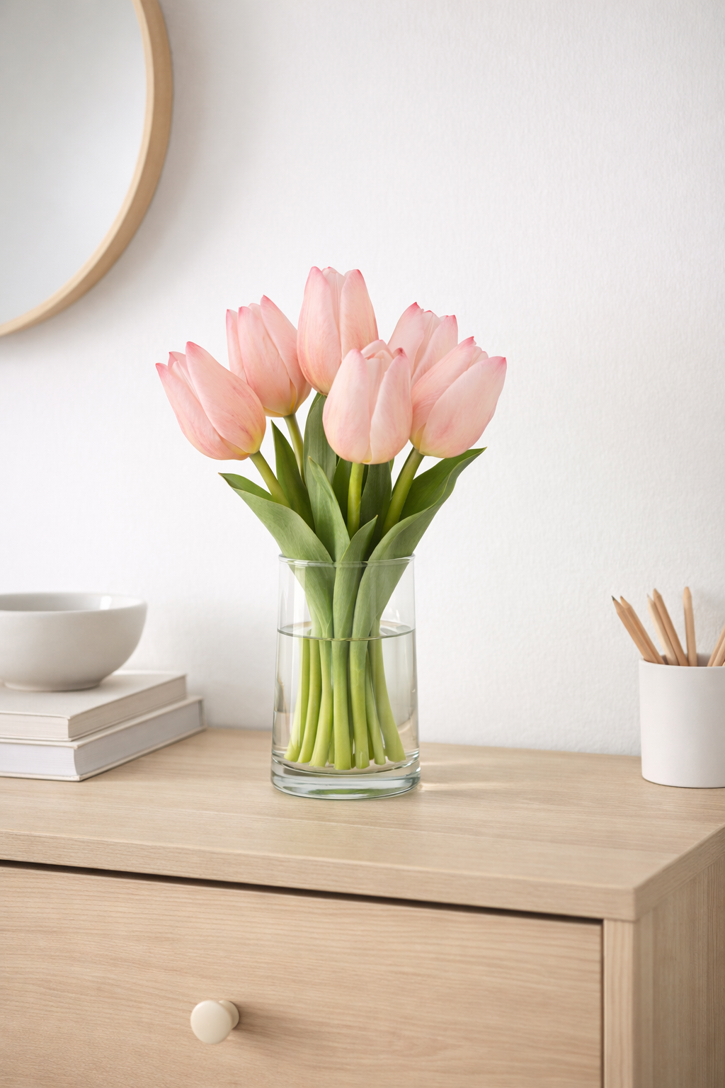 6x Tulpen künstlich mini L19cm Real Touch Kunstblumen hellrosa Frühling Deko