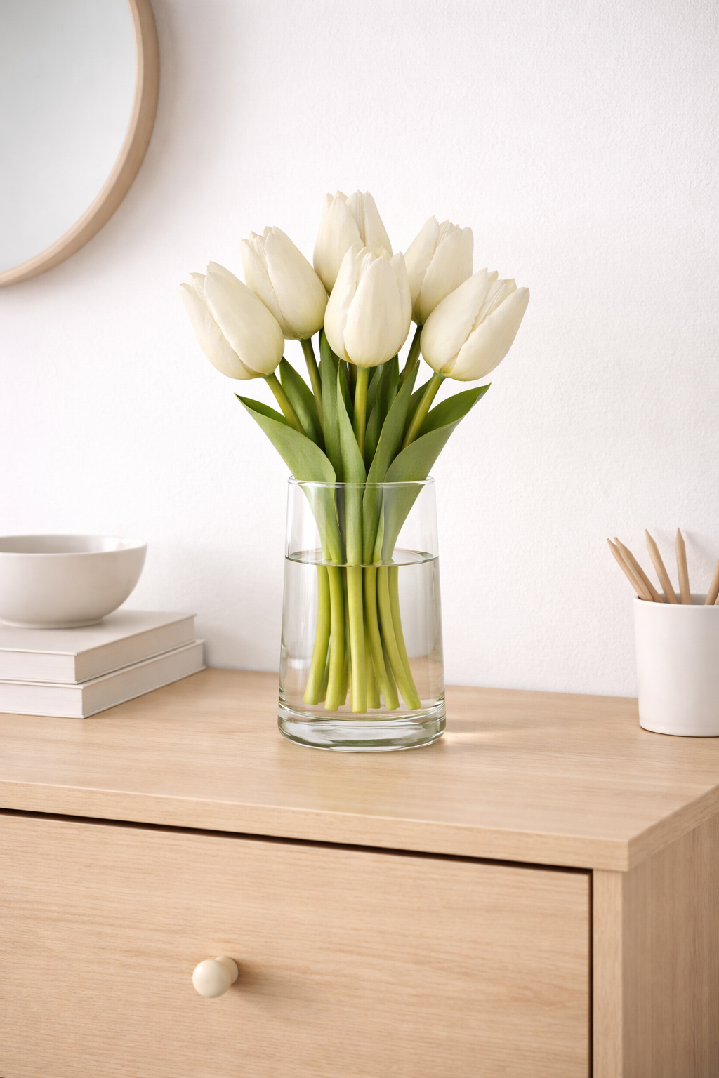 6x Tulpen künstlich mini L19cm Real Touch Kunstblumen weiss Frühling Deko