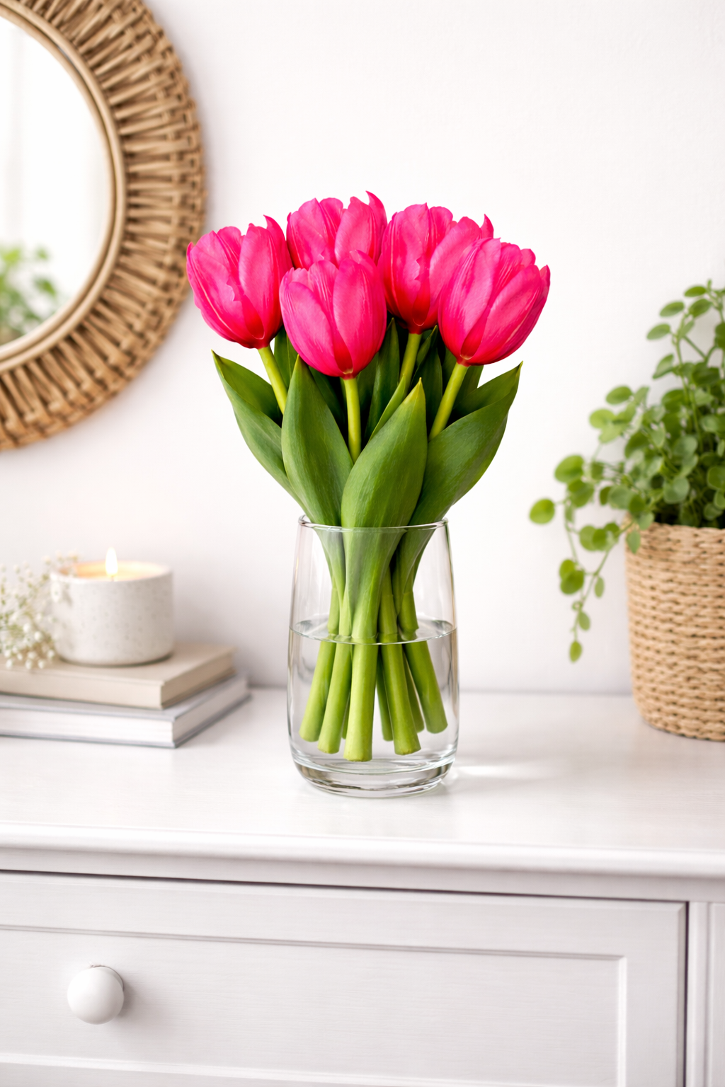 6x Tulpen künstlich mini L19cm Real Touch Kunstblumen pink Frühling Deko