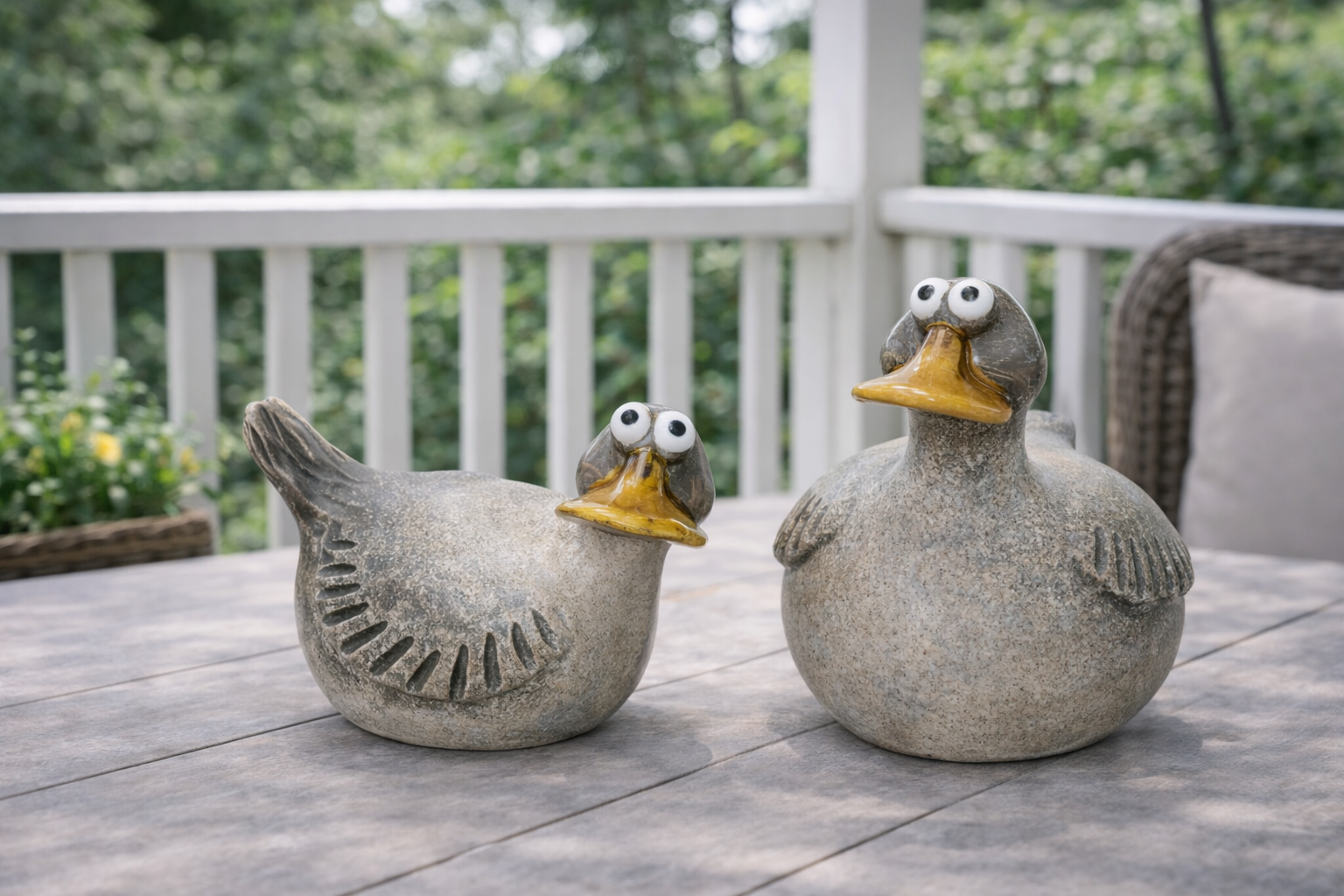 Gans Ente Steingut 2fach sort. grau/braun Landhaus Skulptur Figur Ø13x9,5cm H11cm