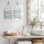 2 x Maritim Hänger Deko Mobile Fisch L40cm Holz hellblau/weiß